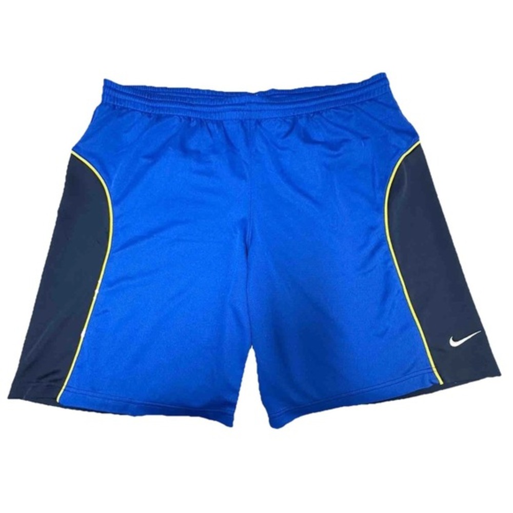 VTG Nike Athletic Shorts Mens XL Blue Yellow piping Mesh‎ Basketball Swoosh
10"